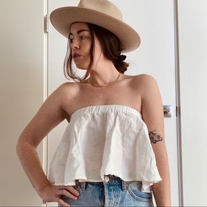 Otis & Maclain crop linen blouse L